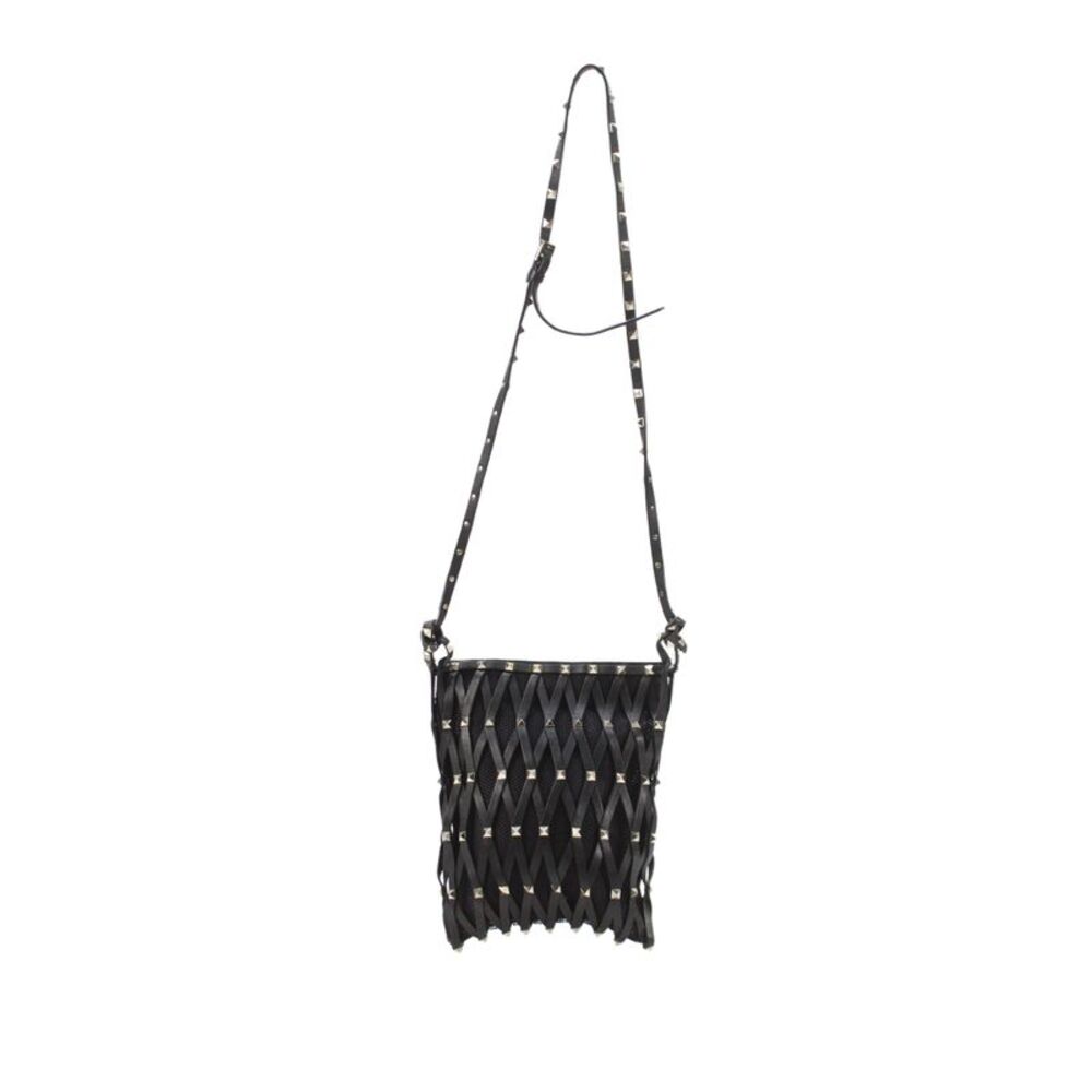 Valentino Women's Snap Closure Studs Shoulder Handbag Black